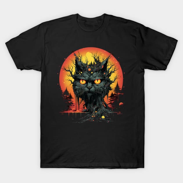 Goth Cat Forest Monster T-Shirt by tatadonets